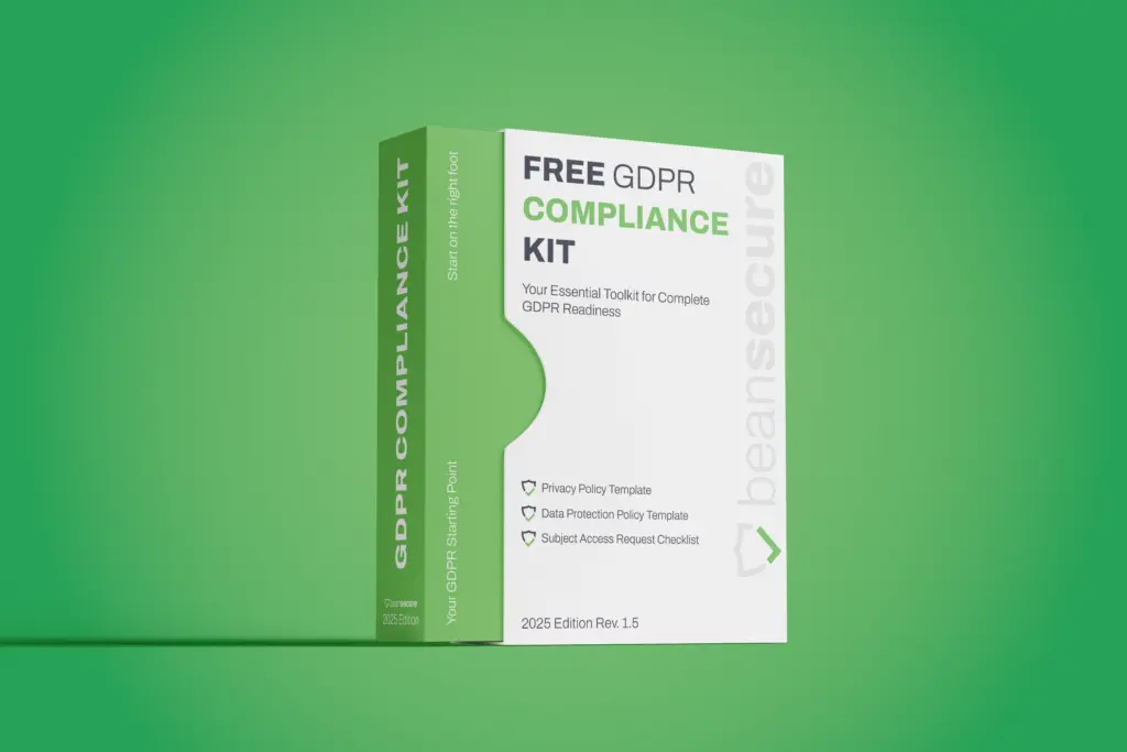 Free GDPR Compliance Kit by BeanSecure an essential toolkit showcasing a Privacy Policy template, Data Protection Polic Template & Subject Access Request Checklist for UK Businesses