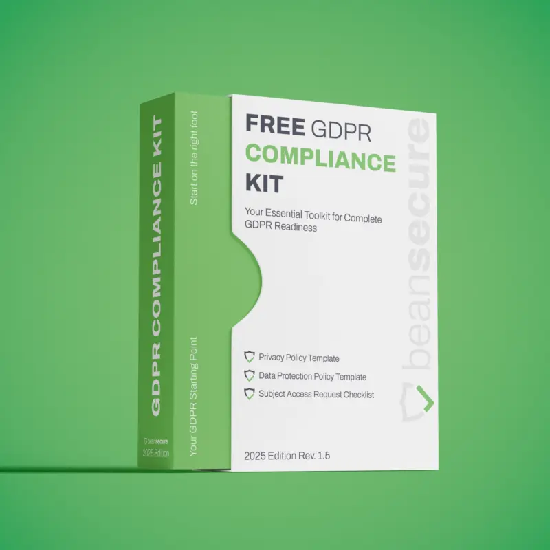 Free GDPR Compliance Kit by BeanSecure an essential toolkit showcasing a Privacy Policy template, Data Protection Polic Template & Subject Access Request Checklist for UK Businesses