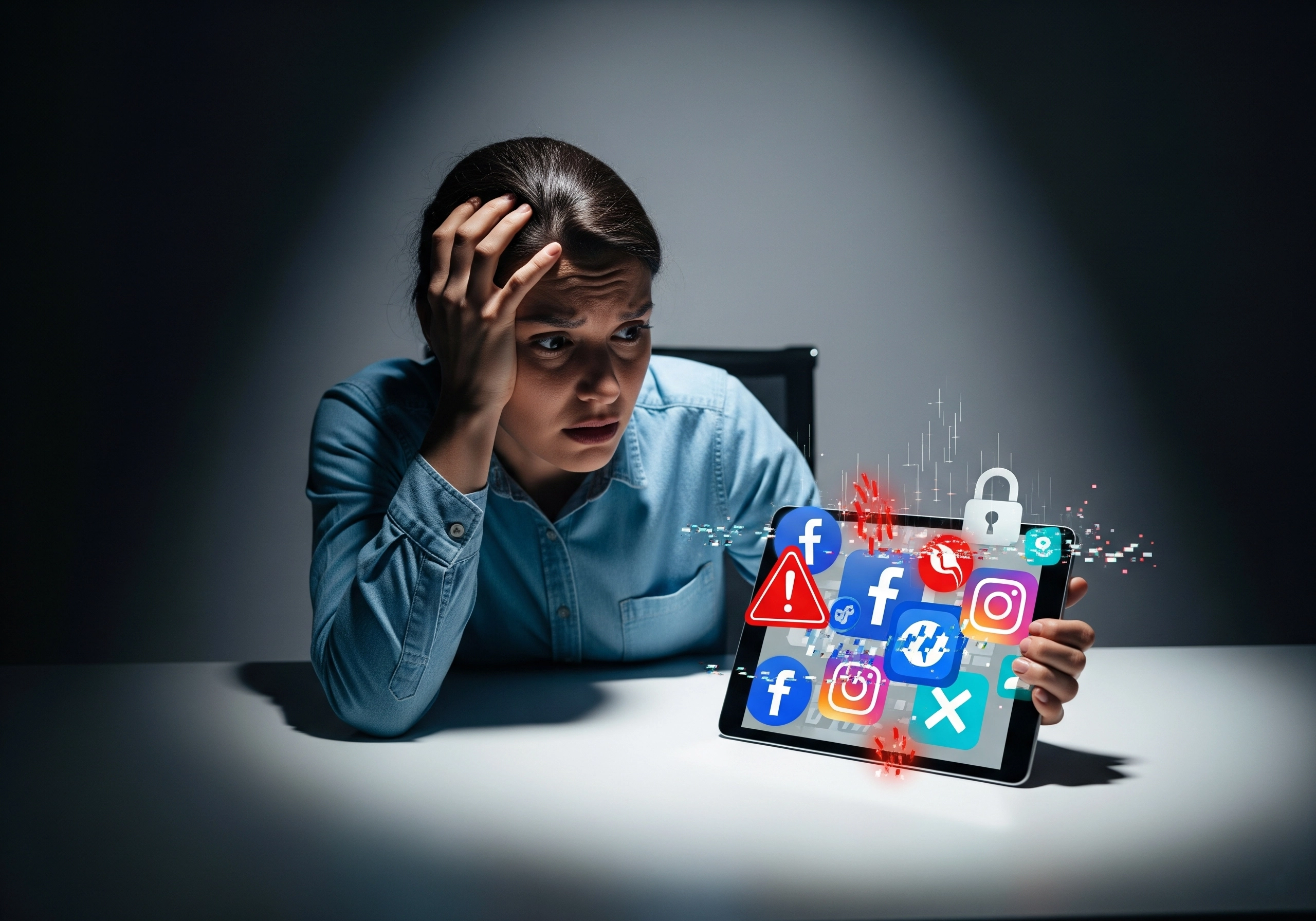 Social media manager responding to client data breach.